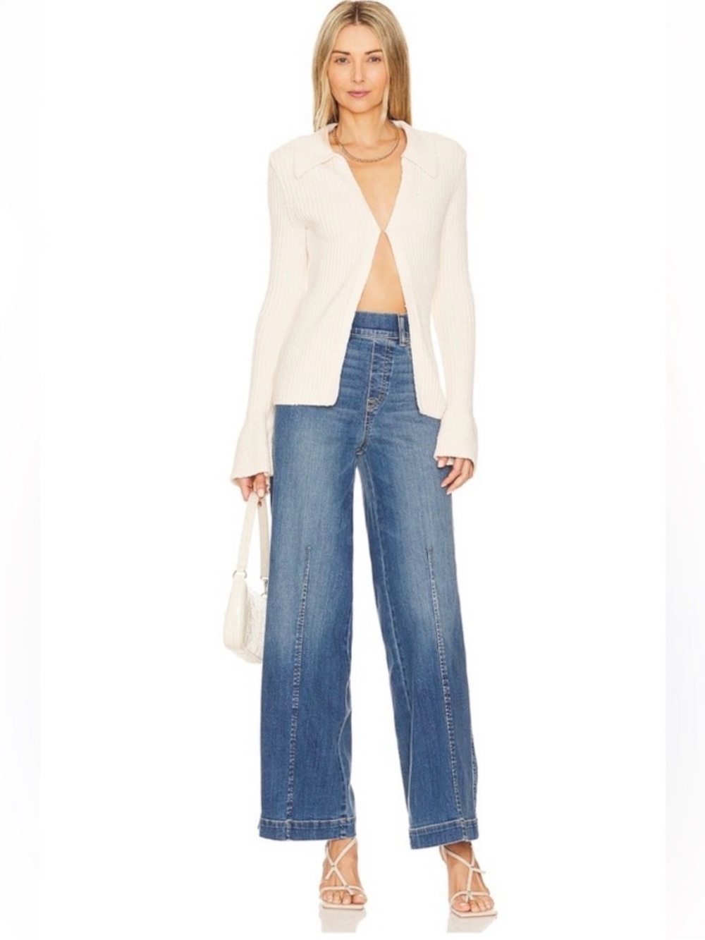 SPANX Seamed Front Wide Leg Jean in Vintage Indigo Size M 20407R